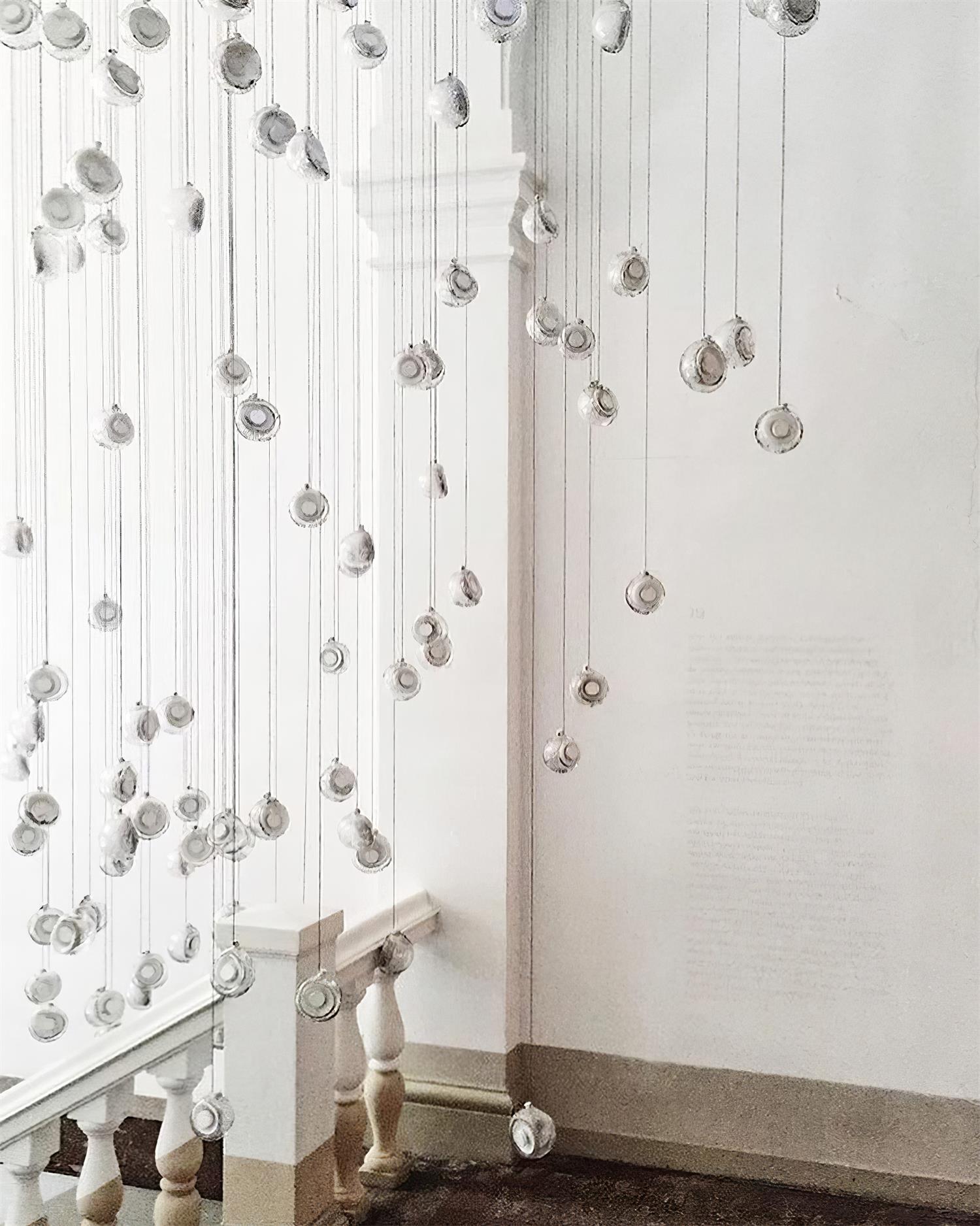 Chandelier Mesh Glass Orbs Cluster Metal Frame Modern Minimalist