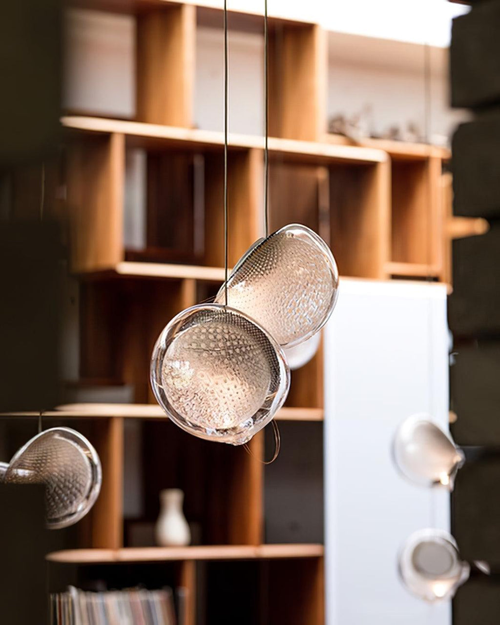 Chandelier Mesh Glass Orbs Cluster Metal Frame Modern Minimalist