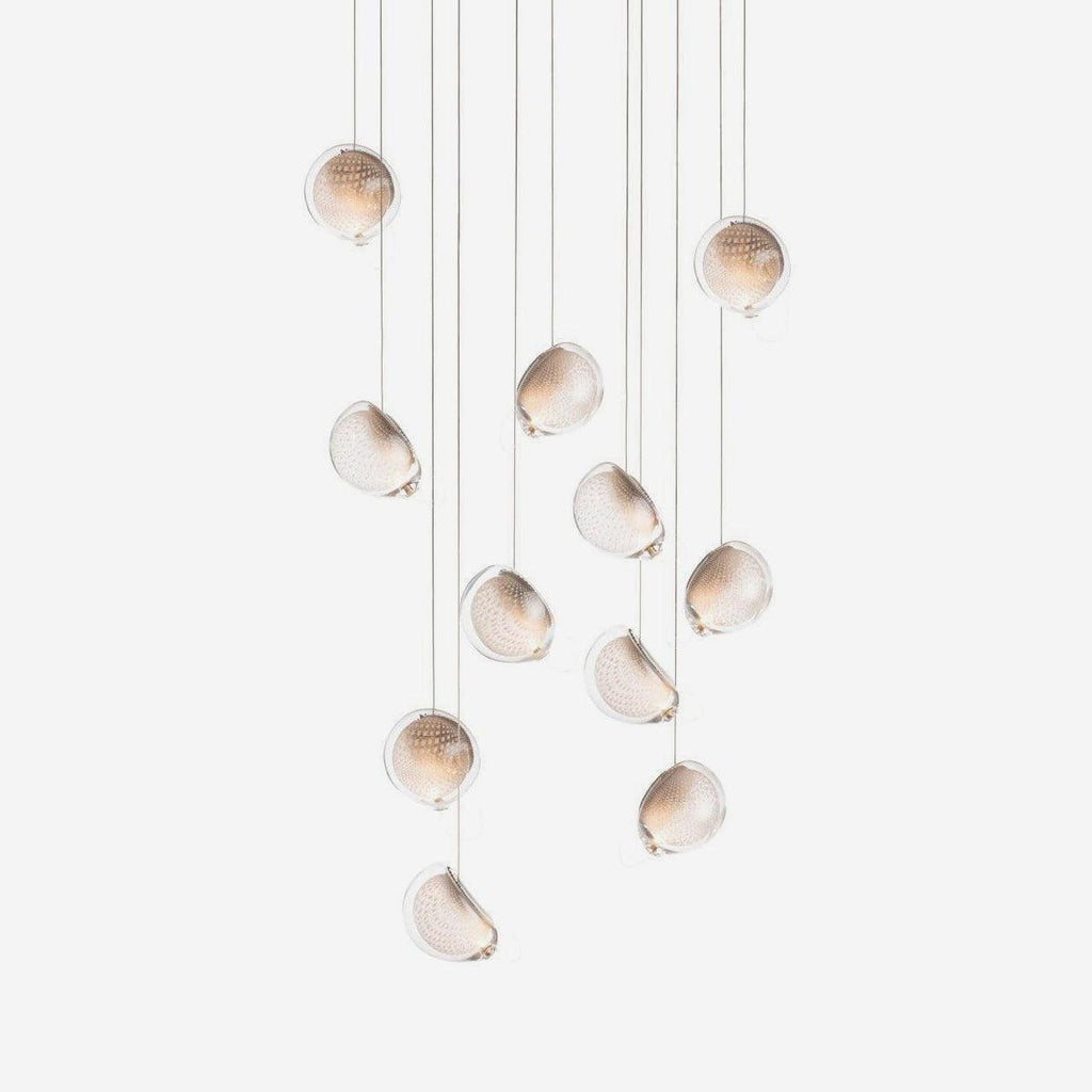 Chandelier Mesh Glass Orbs Cluster Metal Frame Modern Minimalist