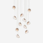Chandelier Mesh Glass Orbs Cluster Metal Frame Modern Minimalist