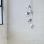Chandelier Mesh Glass Orbs Cluster Metal Frame Modern Minimalist