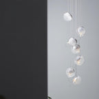 Chandelier Mesh Glass Orbs Cluster Metal Frame Modern Minimalist