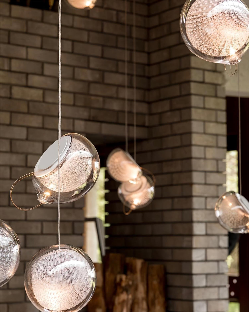Chandelier Mesh Glass Orbs Cluster Metal Frame Modern Minimalist
