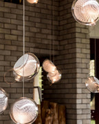 Chandelier Mesh Glass Orbs Cluster Metal Frame Modern Minimalist