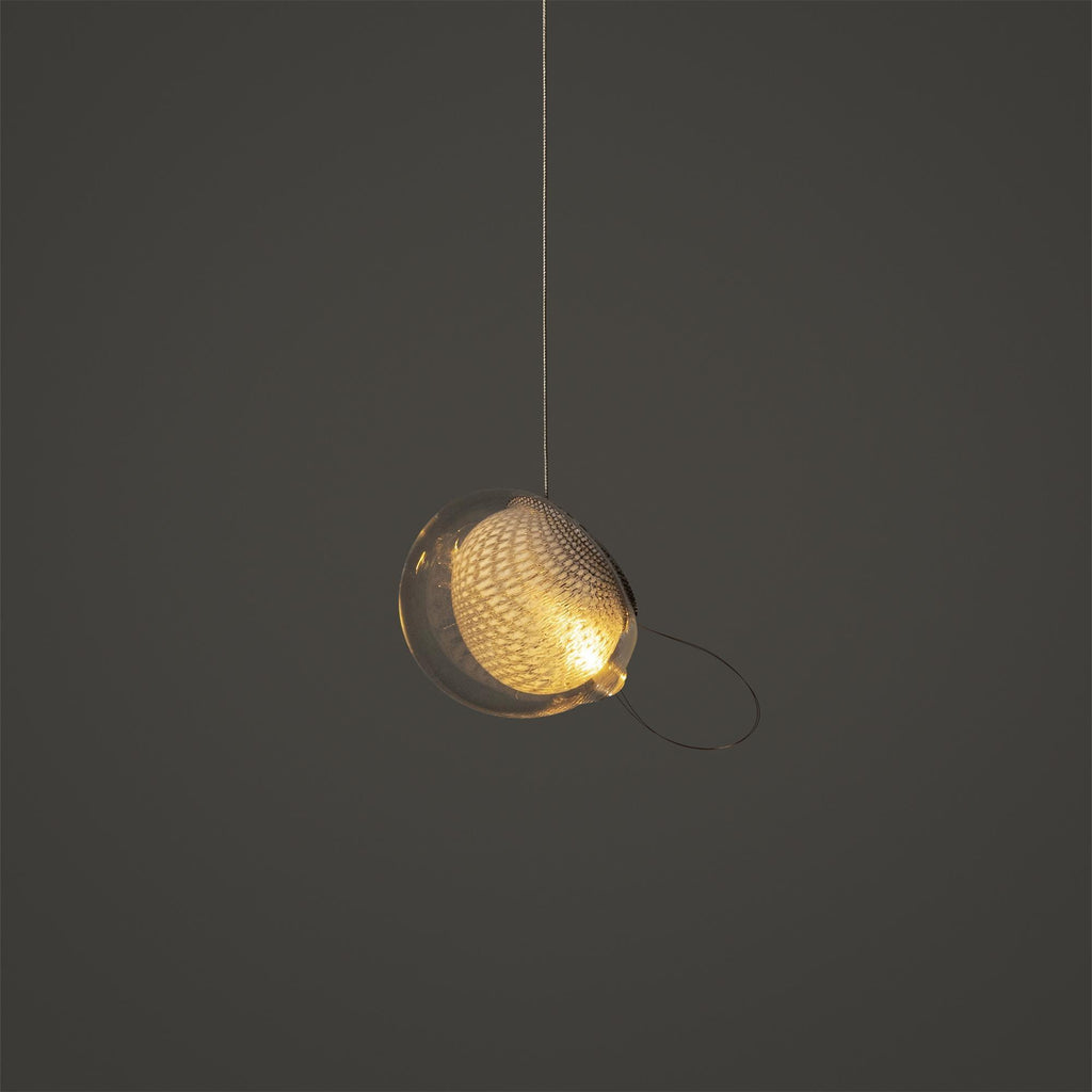 Chandelier Mesh Glass Orbs Cluster Metal Frame Modern Minimalist