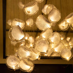 Chandelier Mesh Glass Orbs Cluster Metal Frame Modern Minimalist