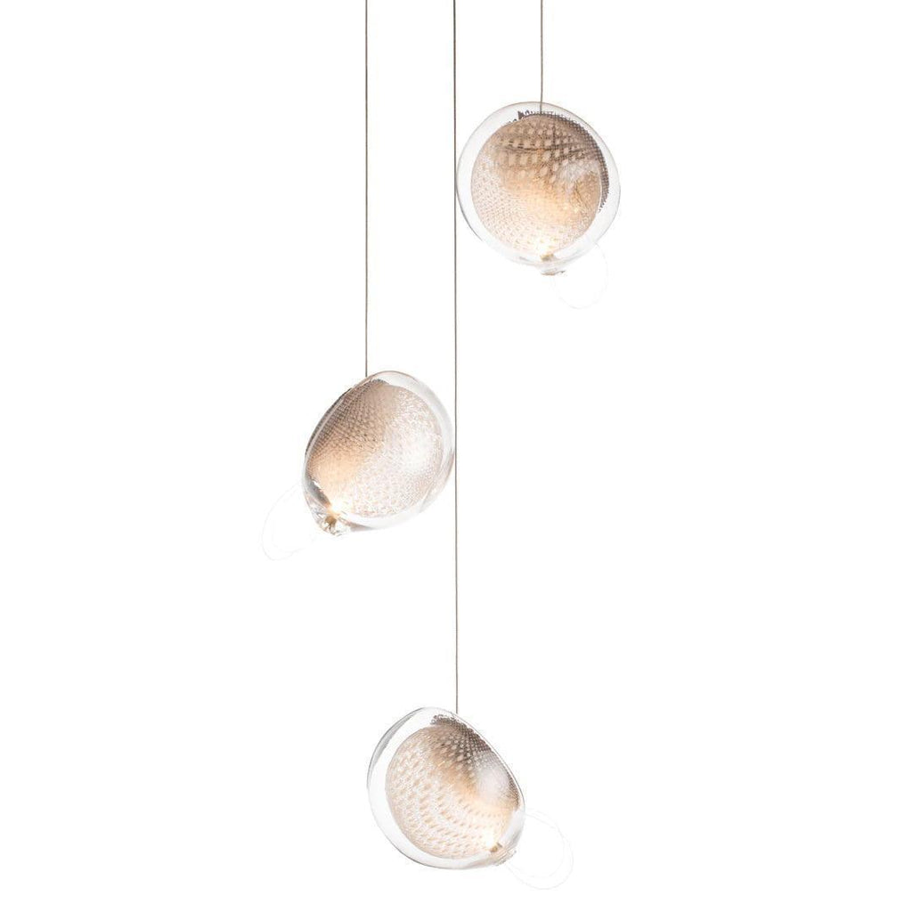 Chandelier Mesh Glass Orbs Cluster Metal Frame Modern Minimalist
