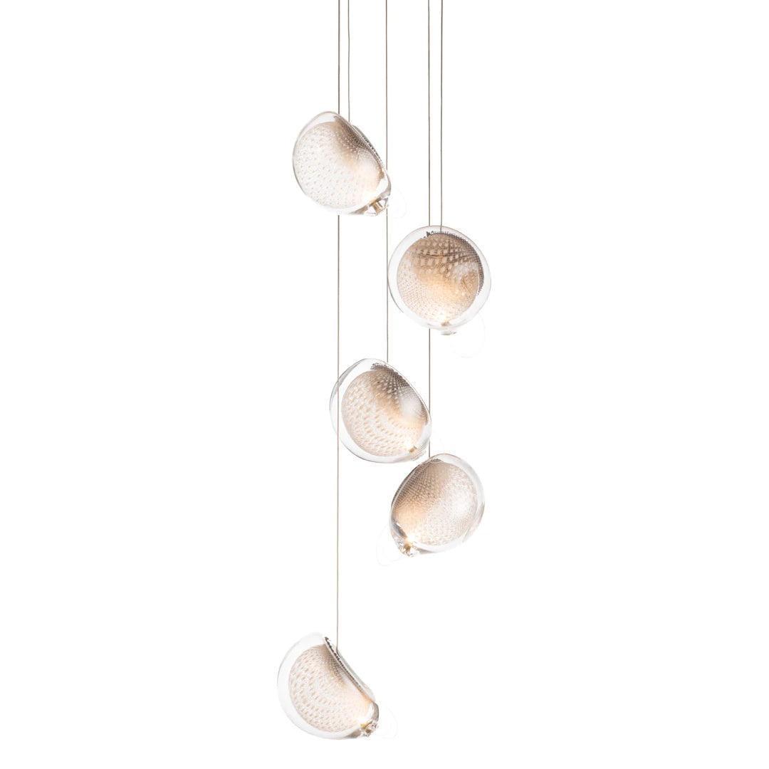 Chandelier Mesh Glass Orbs Cluster Metal Frame Modern Minimalist