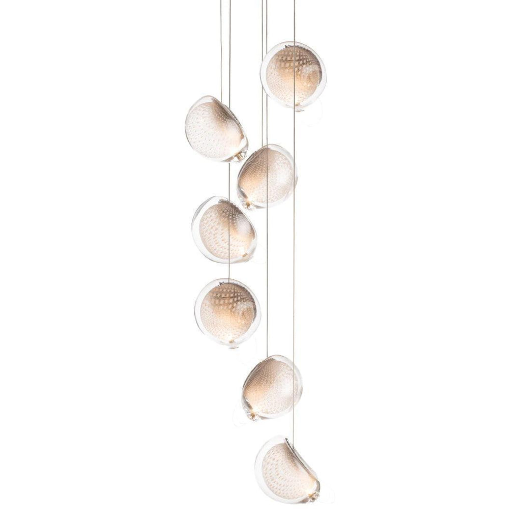 Chandelier Mesh Glass Orbs Cluster Metal Frame Modern Minimalist