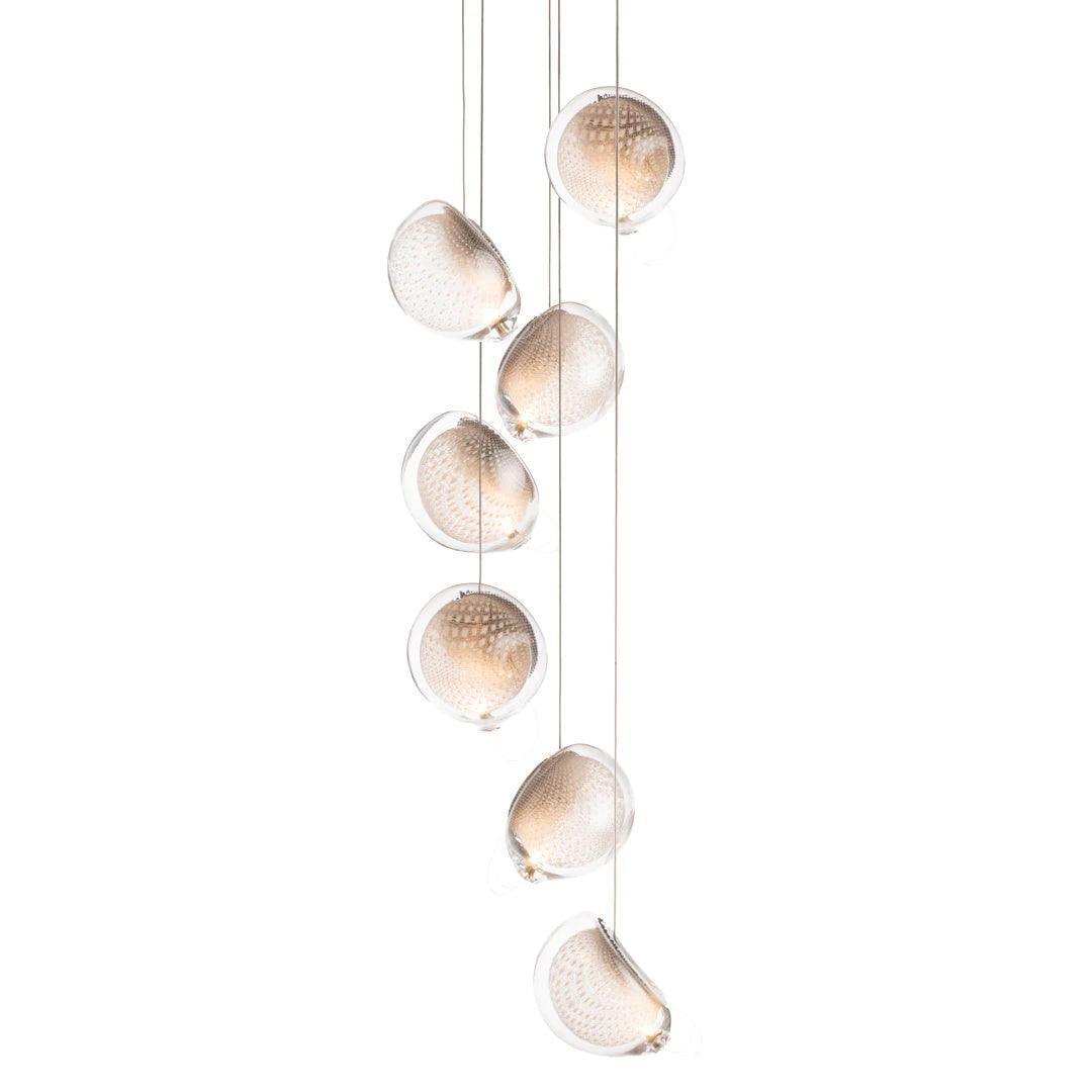 Chandelier Mesh Glass Orbs Cluster Metal Frame Modern Minimalist