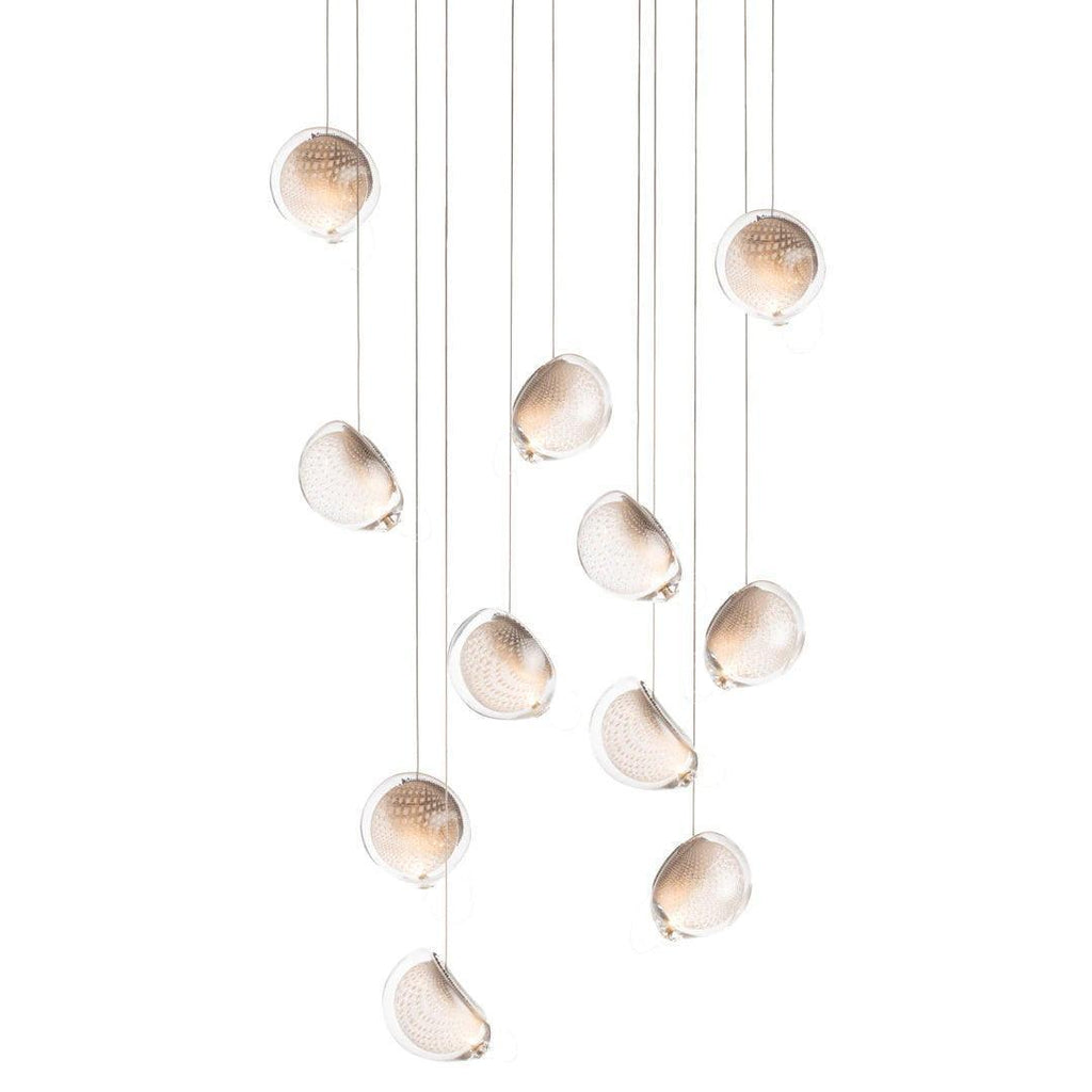 Chandelier Mesh Glass Orbs Cluster Metal Frame Modern Minimalist