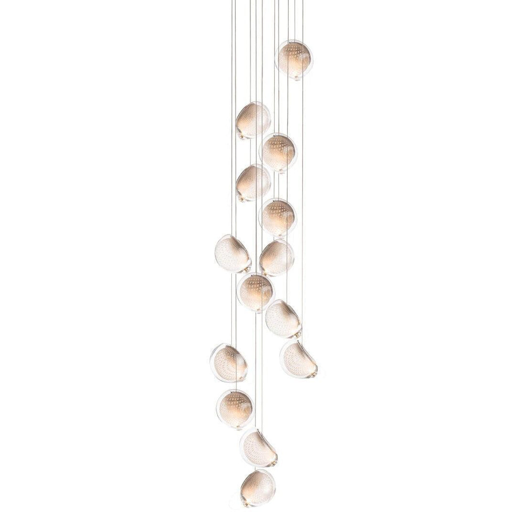 Chandelier Mesh Glass Orbs Cluster Metal Frame Modern Minimalist