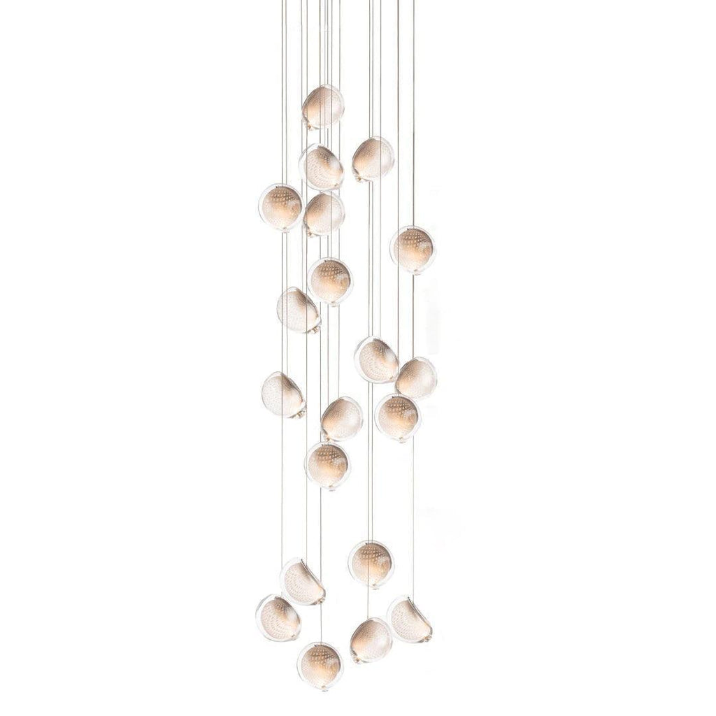 Chandelier Mesh Glass Orbs Cluster Metal Frame Modern Minimalist