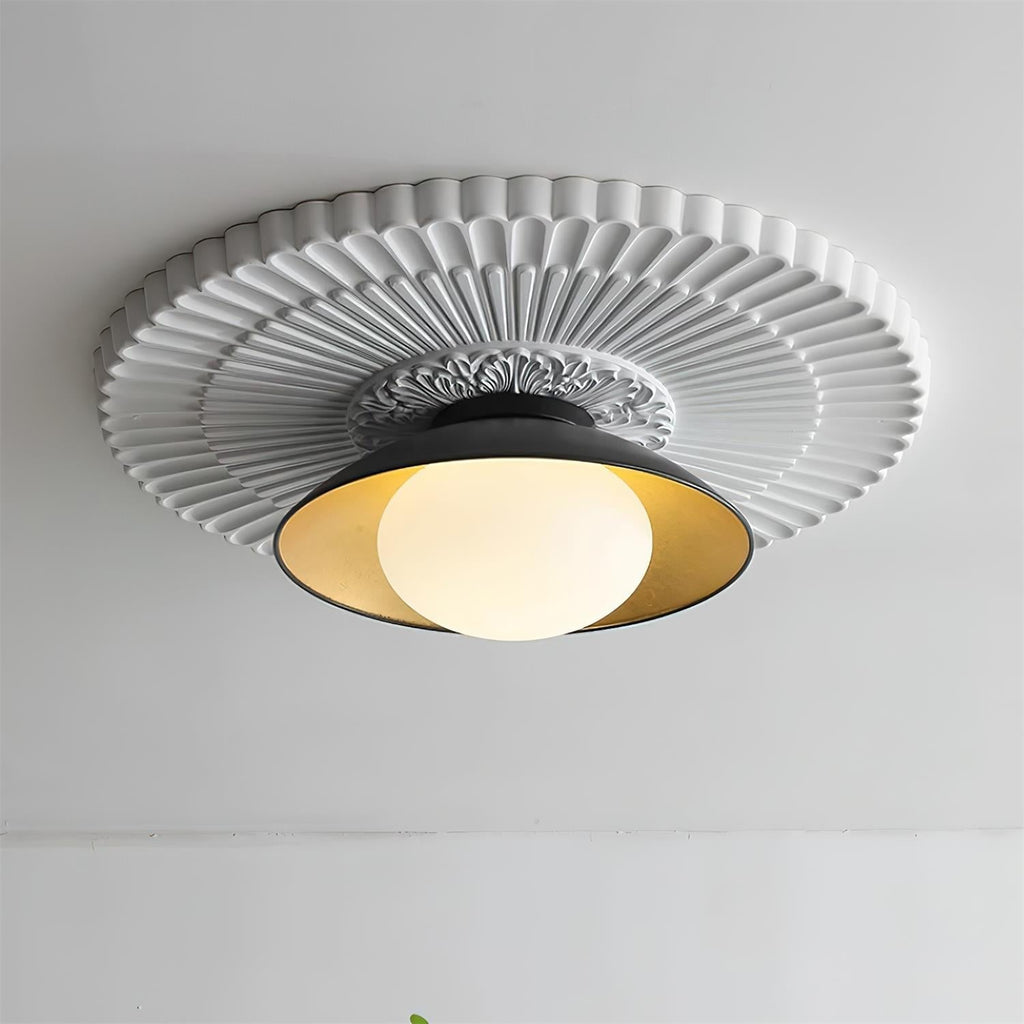 Ceiling Light Metal Canopy Glass Globe Modern Minimalist