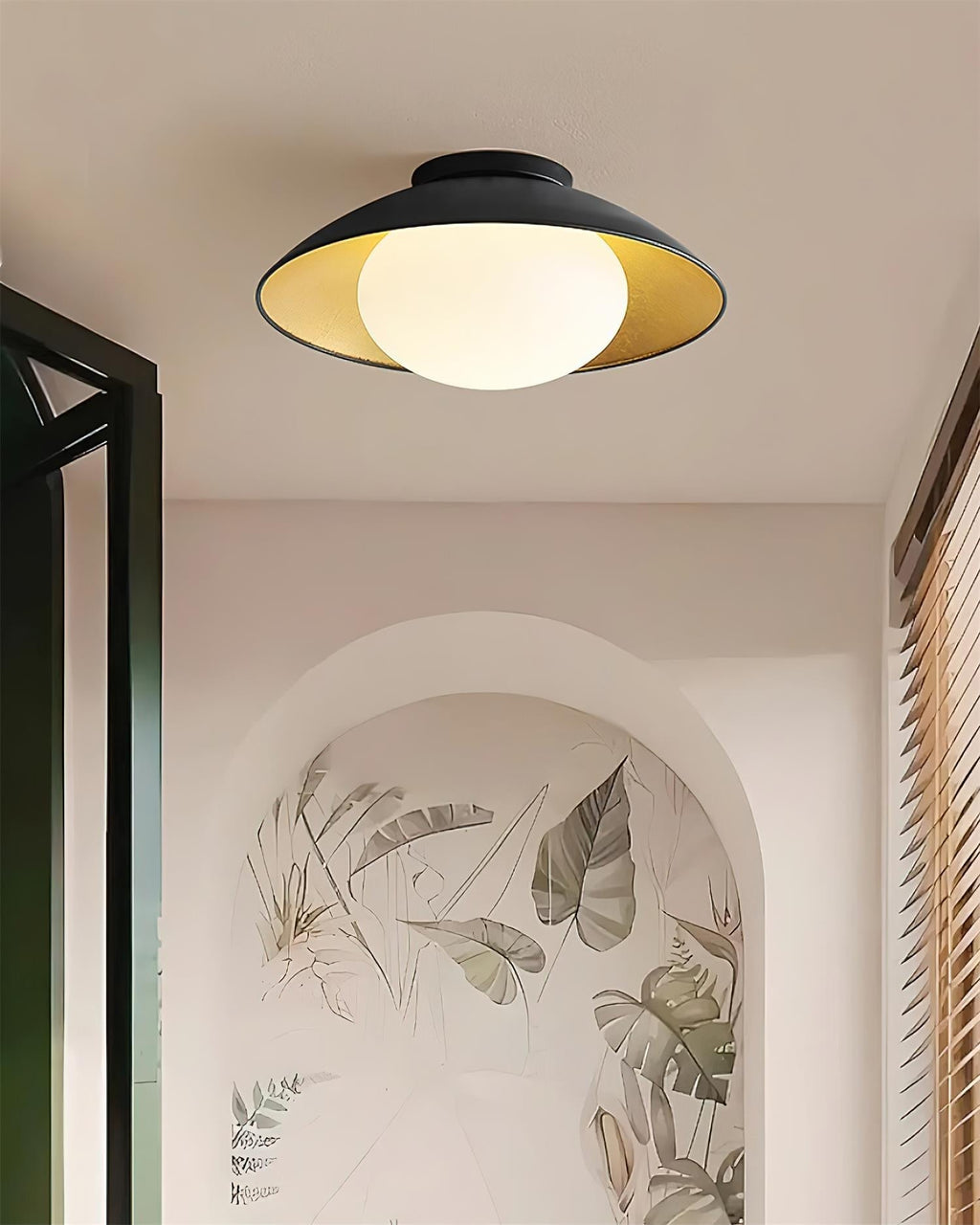Ceiling Light Metal Canopy Glass Globe Modern Minimalist