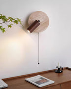 Travertine & Wood Wall Lamp
