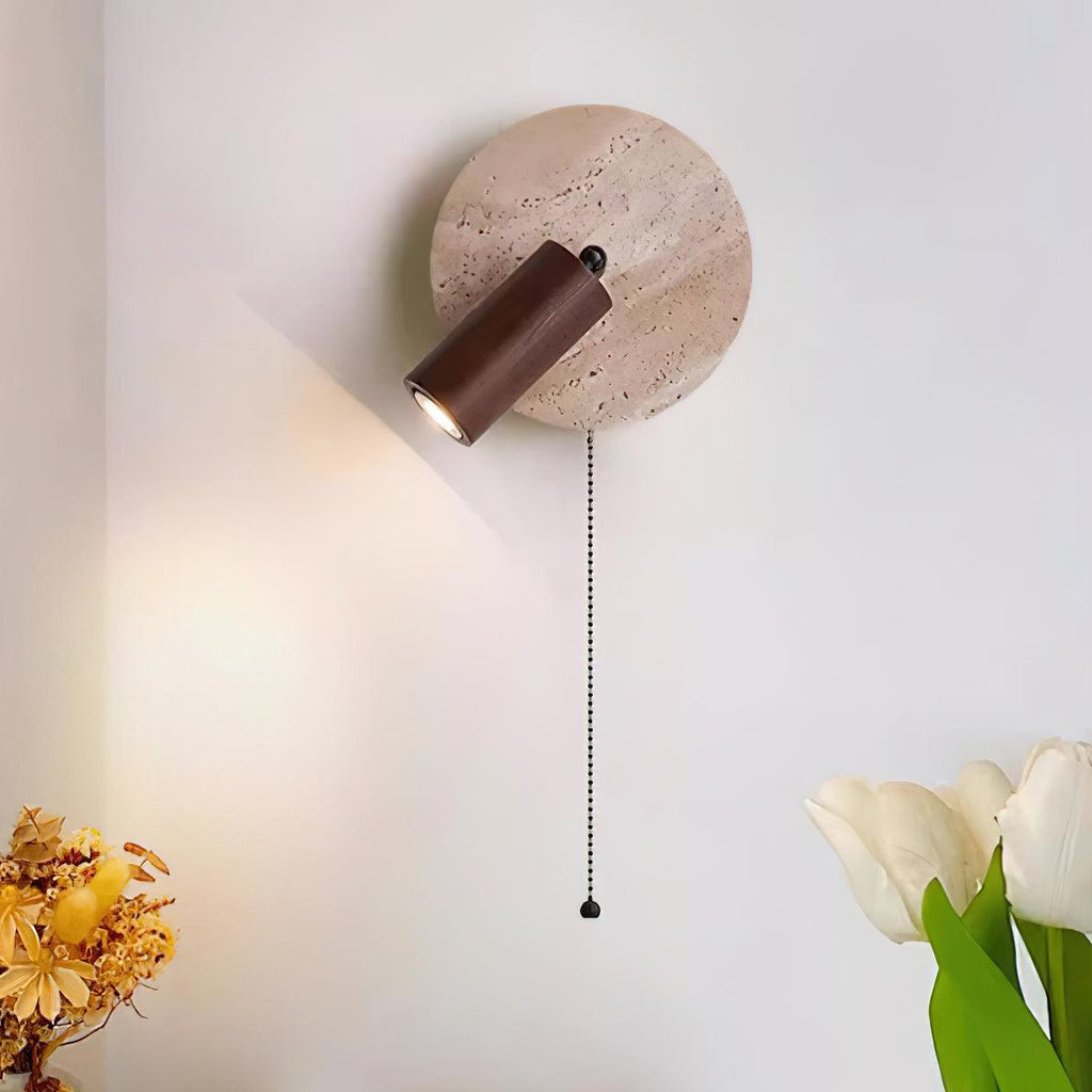 Travertine & Wood Wall Lamp