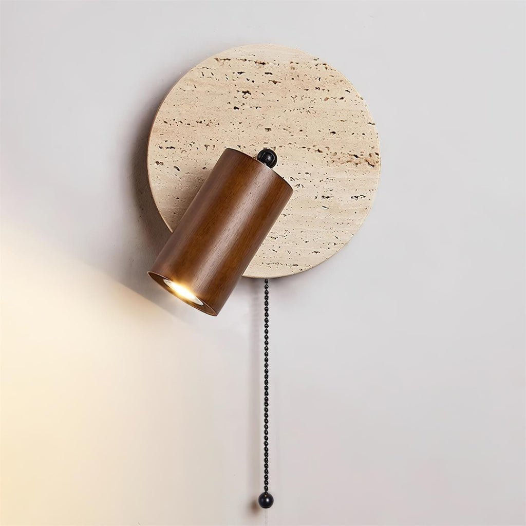 Travertine & Wood Wall Lamp