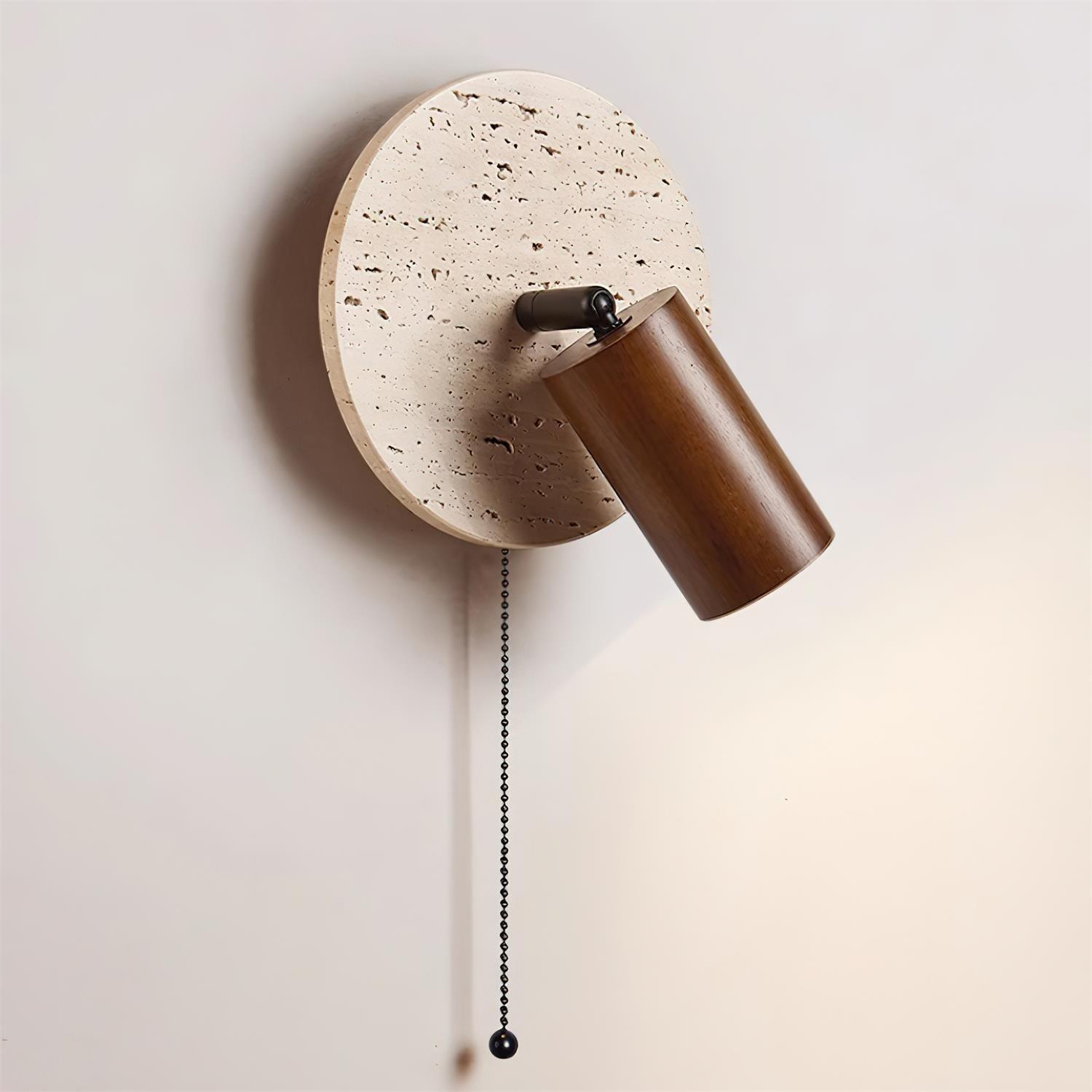Travertine & Wood Wall Lamp