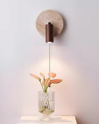 Travertine & Wood Wall Lamp