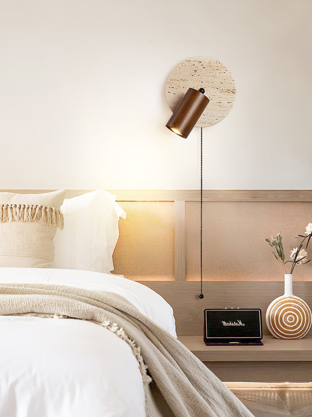 Evzoryra Disc Swing Travertine Wall Light