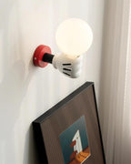 Wall Lamp Fabric Shade Modern Classic Gold Walnut Sconce Bedroom