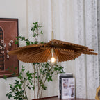 Pendant Light with Pleated Kraft Paper Petal Shade