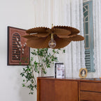Pendant Light with Pleated Kraft Paper Petal Shade