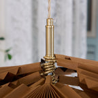 Pendant Light with Pleated Kraft Paper Petal Shade