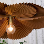 Pendant Light with Pleated Kraft Paper Petal Shade