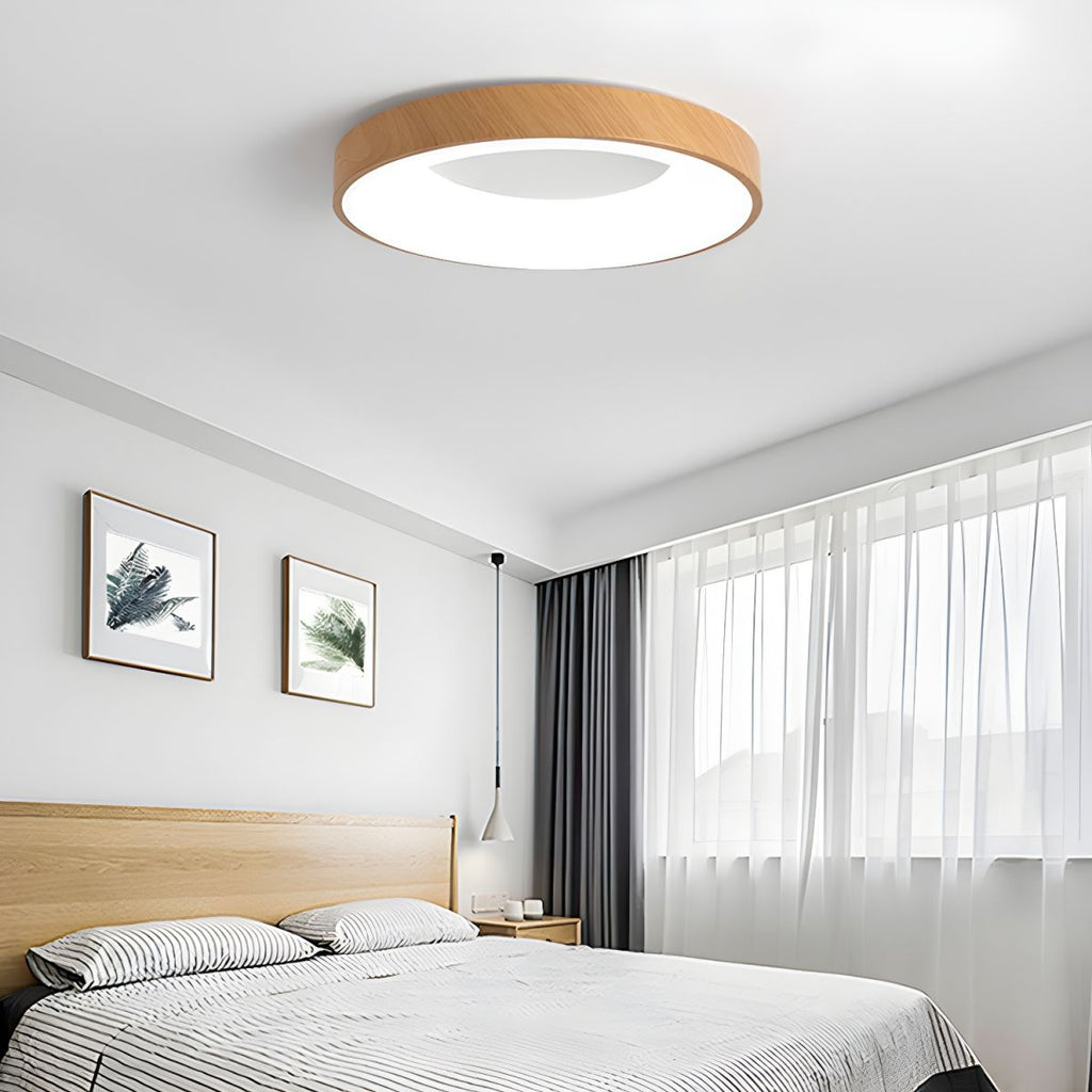 Eliriel Modern Minimalist Round Wood Flush Mount Ceiling Lamp