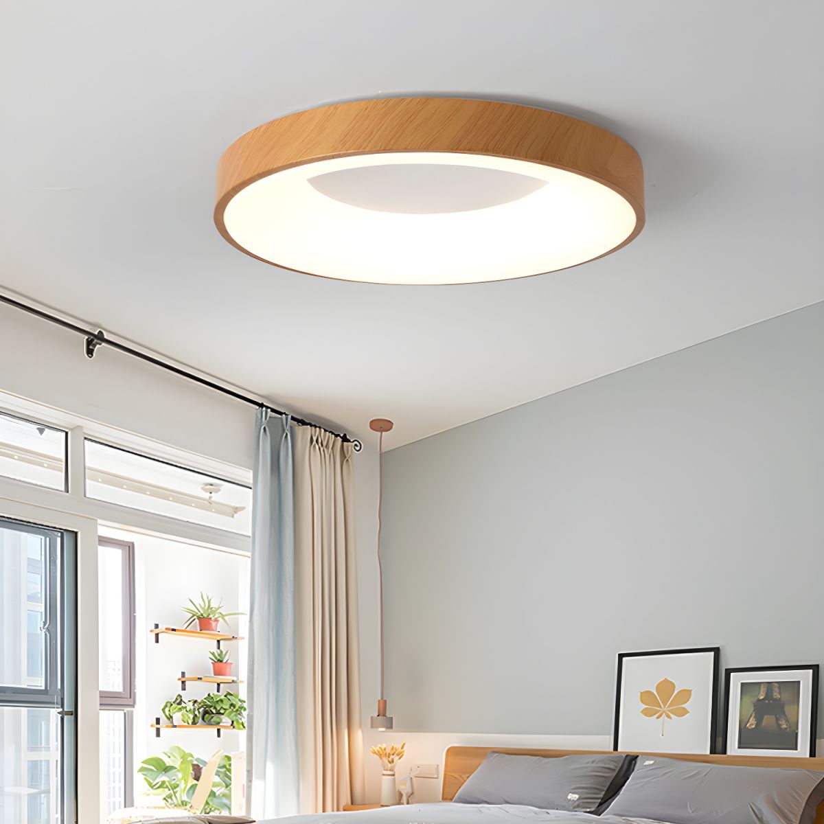 Eliriel Modern Minimalist Round Wood Flush Mount Ceiling Lamp