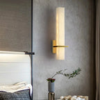 Ritta  Wall Lamp   White Alabaster Brass  Modern Cuboid