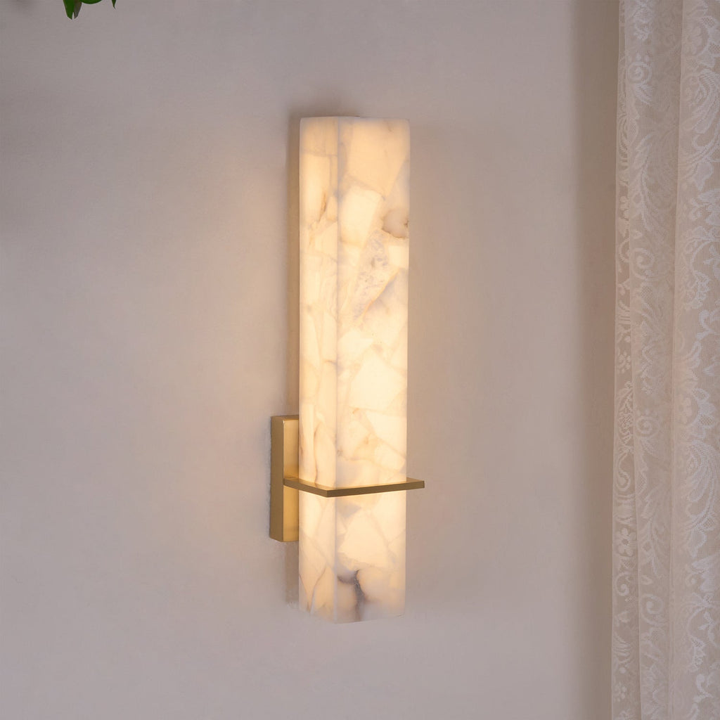 Luste  Alabaster Wall Sconce  Brass Band  Shape