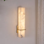 Luste  Alabaster Wall Sconce  Brass Band  Shape