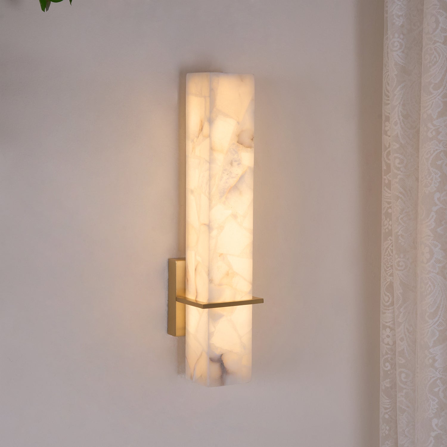 Luste  Alabaster Wall Sconce  Brass Band  Shape