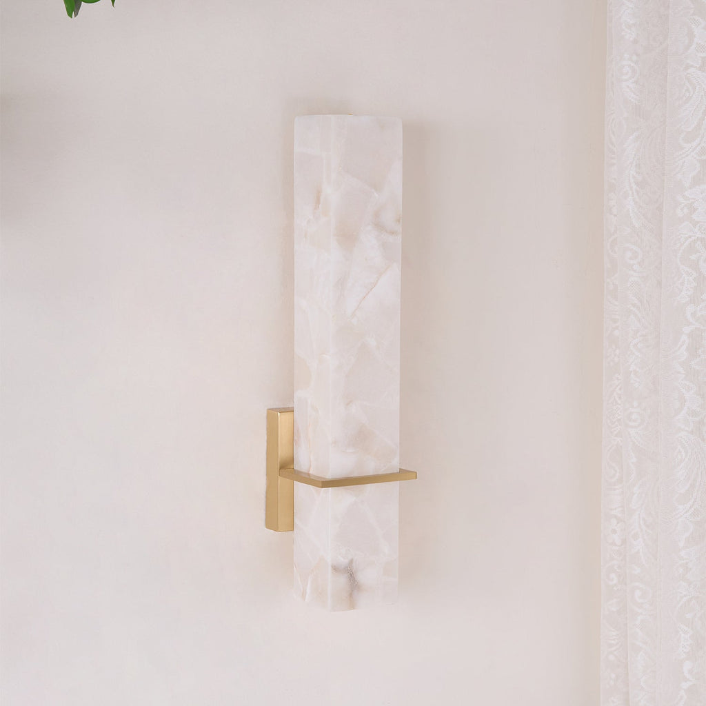 Luste  Alabaster Wall Sconce  Brass Band  Shape