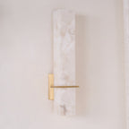 Ritta  Wall Lamp   White Alabaster Brass  Modern Cuboid