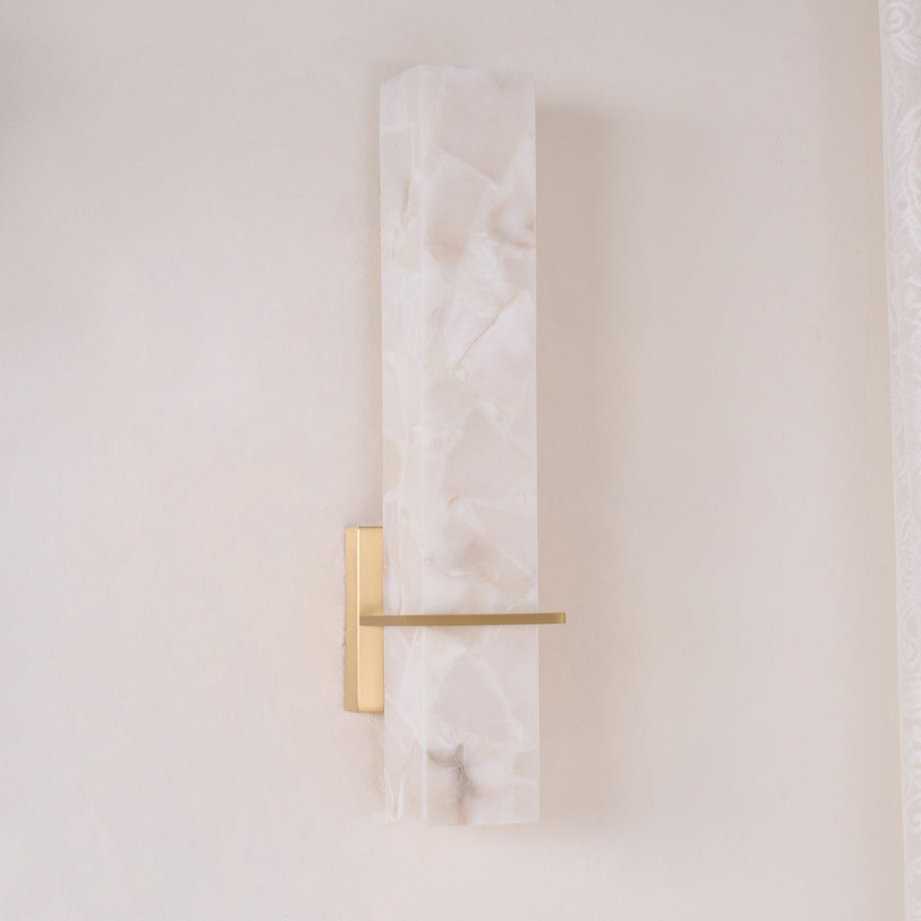 Luste  Alabaster Wall Sconce  Brass Band  Shape
