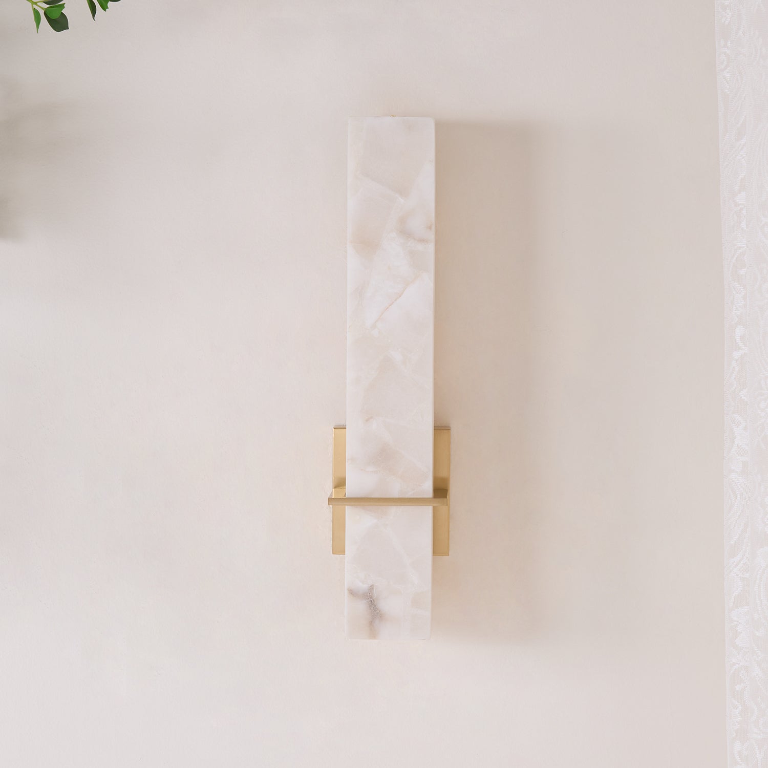 Luste  Alabaster Wall Sconce  Brass Band  Shape
