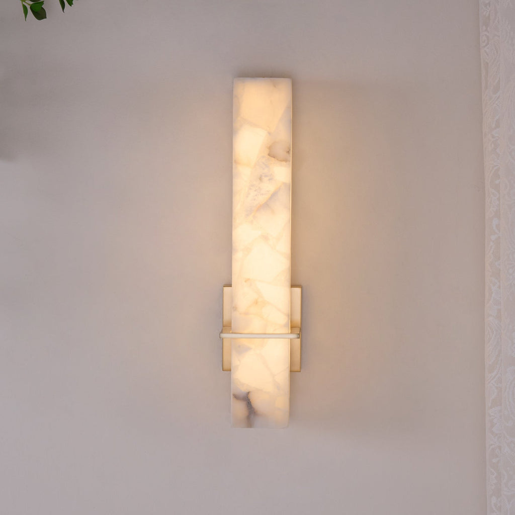 Ritta  Wall Lamp   White Alabaster Brass  Modern Cuboid