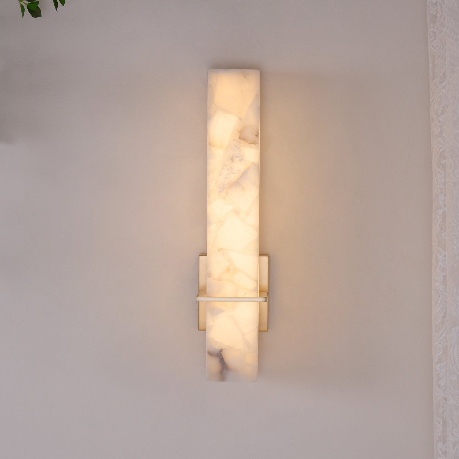 Luste  Alabaster Wall Sconce  Brass Band  Shape