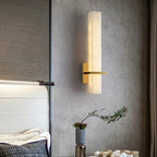 Luste  Alabaster Wall Sconce  Brass Band  Shape