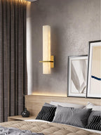 Luste  Alabaster Wall Sconce  Brass Band  Shape