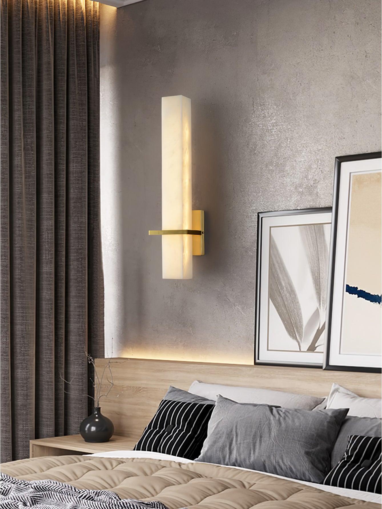 Luste  Alabaster Wall Sconce  Brass Band  Shape