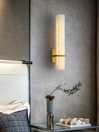 Luste  Alabaster Wall Sconce  Brass Band  Shape
