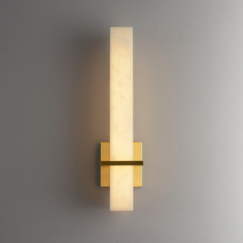Luste  Alabaster Wall Sconce  Brass Band  Shape