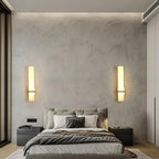 Luste  Alabaster Wall Sconce  Brass Band  Shape