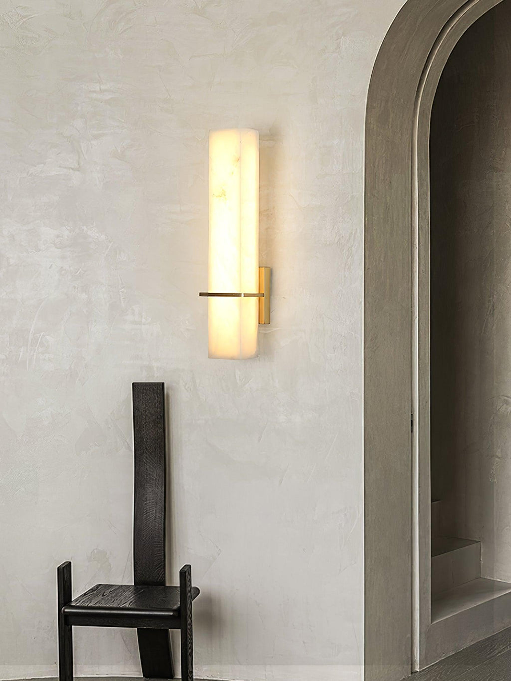 Luste  Alabaster Wall Sconce  Brass Band  Shape