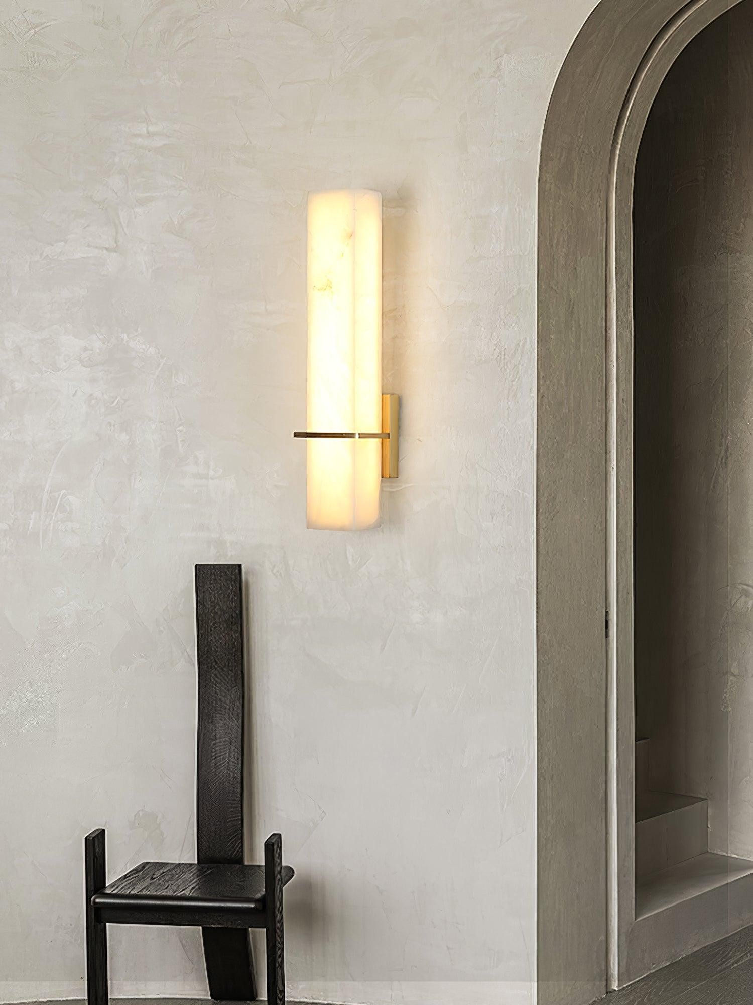 Luste  Alabaster Wall Sconce  Brass Band  Shape